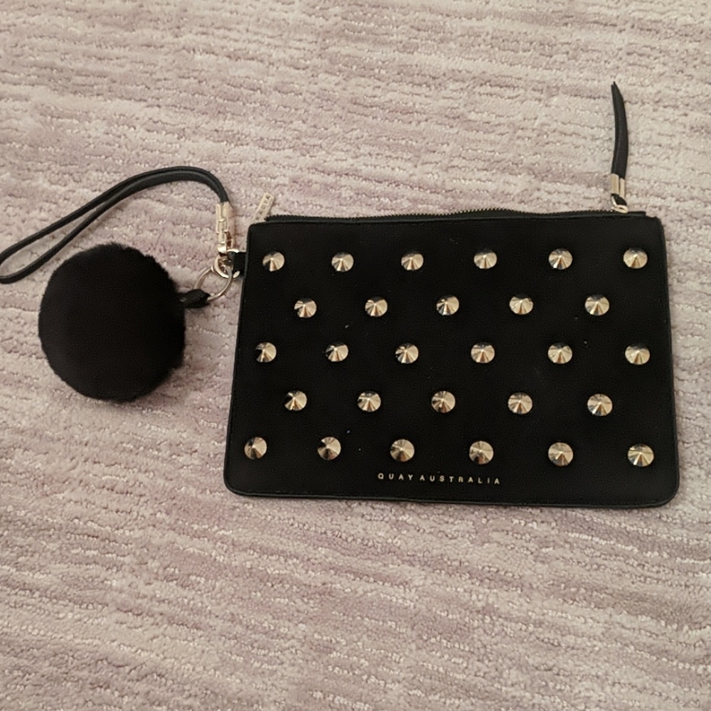 Black/gold studded clutch